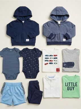 Baby Boys 9 Months 10-Piece Casual bundle- Carter’s & more. Onesies, tees, zipup